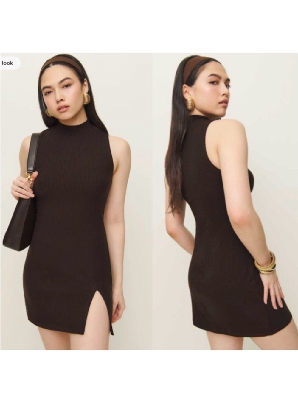 Reformation Skylar Knit Dress NWT in Cafe Brown XS